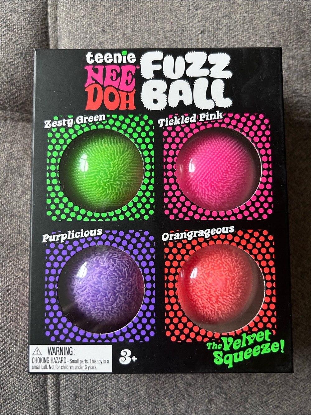 Needoh Fuzz Ball 4-Pack — Green, Pink, Purple & Orange